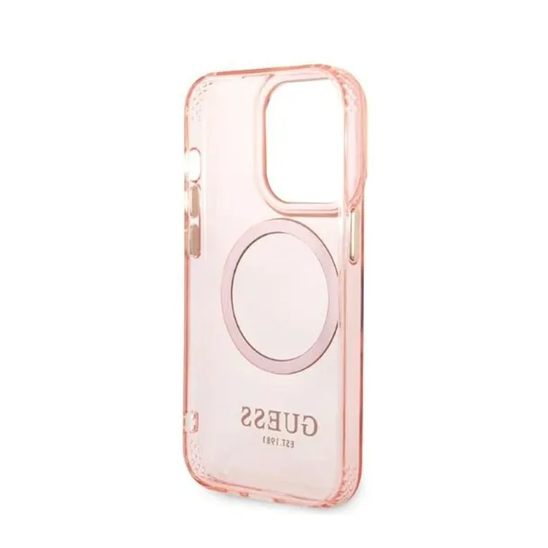 guess-gold-outline-translucent-magsafe-etui-iphone-14-pro-rozowy-rozszerzenie-podstawka