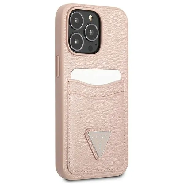 guess-saffiano-double-card-triangle-etui-iphone-13-pro-rozowy-typ-plecki
