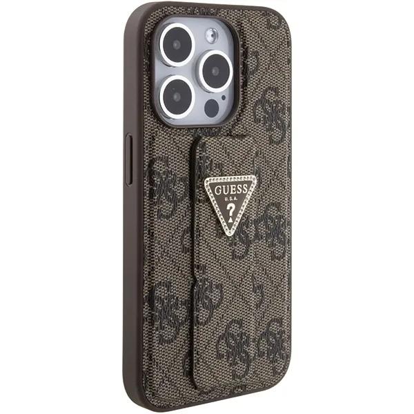 guess-grip-stand-4g-triangle-strass-logo-etui-iphone-15-pro-max-brazowy-material-skora-ekologiczna