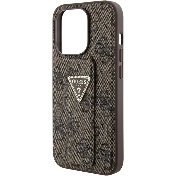 guess-grip-stand-4g-triangle-strass-logo-etui-iphone-15-pro-max-brazowy-funkcje-pochlanianie-wstrzasow