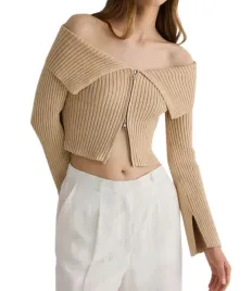 klasyczny-bezowy-dzianinowy-sweter-rozpinany-odkryte-ramiona-bawelniany-m