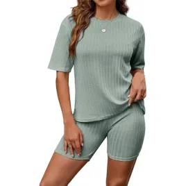 komplet-dresowy-damski-prazkowany-bluzka-spodenki-rozmiar-l