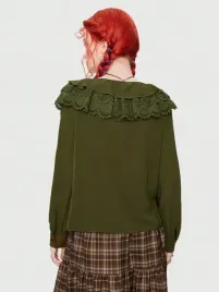 zielona-koszula-wiazanie-na-dekolcie-kolnierz-koronka-dlugi-rekaw-romwe-40