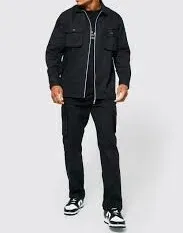 czarny-komplet-koszula-zamek-dlugie-spodnie-z-kieszeniami-cargo-boohoo-m