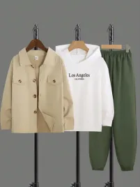 zestaw-biala-bluza-z-kapturem-zielone-spodnie-bezowa-koszula