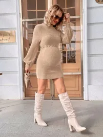 shein-sukienka-ciazowa-mini-dlugi-rekaw-bezowy-rozmiar-36