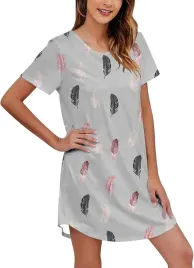 szara-koszula-nocna-damska-z-krotkim-rekawem-wzor-piorka-r-xl
