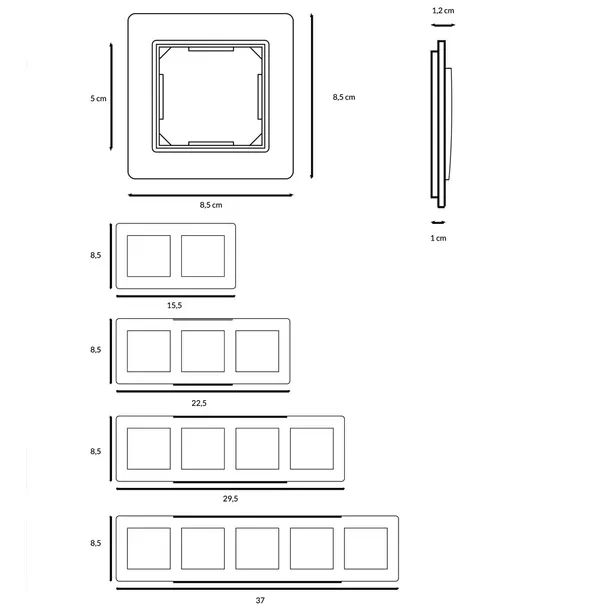 ramka-potrojna-electromalt-czarny-waga-z-opakowaniem-0-3-kg