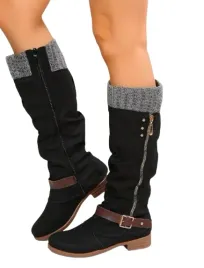 kozaki-brazowe-damskie-czarne-na-zamek-pasek-ekoskora-rozmiar-38