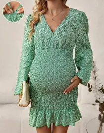 zielona-dopasowana-klasyczna-sukienka-dlugi-rekaw-wzor-kwiaty-shein-46