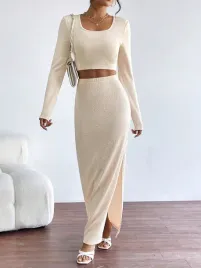 teksturowany-komplet-jasny-bezowa-bluzka-spodnica-z-rozcieciem-shein-38