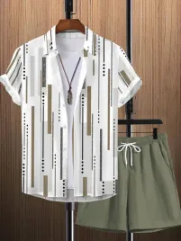 komplet-zielone-krotkie-spodenki-biala-koszula-wzor-paski-zwiewny-shein-xxl