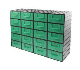 magazynek-szufladkowy-regal-szafka-modulowa-20-zielonych-szufladek