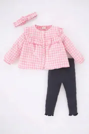 komplet-szare-legginsy-bluzka-roz-kratka-opaska-defacto-98-104