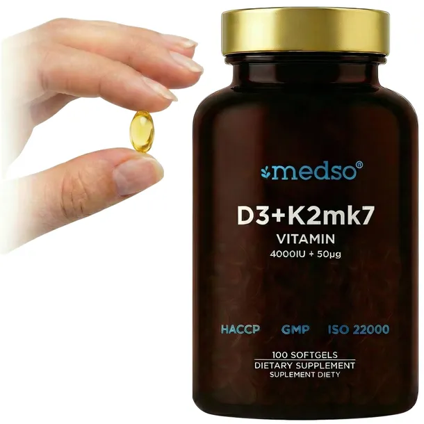 WITAMINA D3 + K2 4000IU MK-7 ODPORNOŚĆ KOŚCI ZĘBY 100KAPS. Z OLEJEM