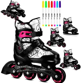 lyzworolki-4w1-rozowe-regulowane-31-34-rolki-wrotki-lyzwy-markery-dzieciece