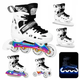 lyzworolki-4w1-kolka-led-biale-regulowane-m-35-38-ploza-rainbow-240-mm