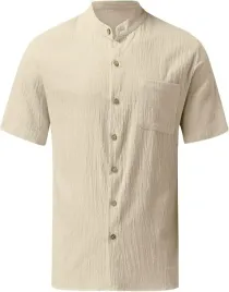 koszula-bezowa-na-guziki-krotki-rekaw-zwiewna-bawelniana-rozmiar-m