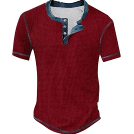 koszulka-t-shirt-meski-krotki-rekaw-okragly-dekolt-guziki-czerwona-r-4xl