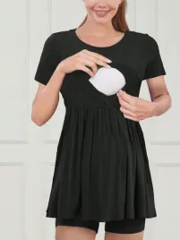 klasyczna-czarna-gladka-bluzka-ciazowa-krotki-rekaw-prosta-shein-s