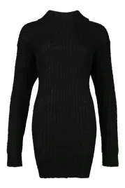 luzna-czarna-sukienka-dzianinowa-golf-mini-prosta-dlugi-rekaw-boohoo-s