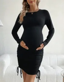 shein-sukienka-ciazowa-mini-dlugi-rekaw-czarny-rozmiar-40-42