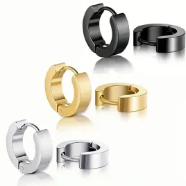 kolczyki-meskie-czarne-3-pary-huggie-kolka-stal-chirurgiczna