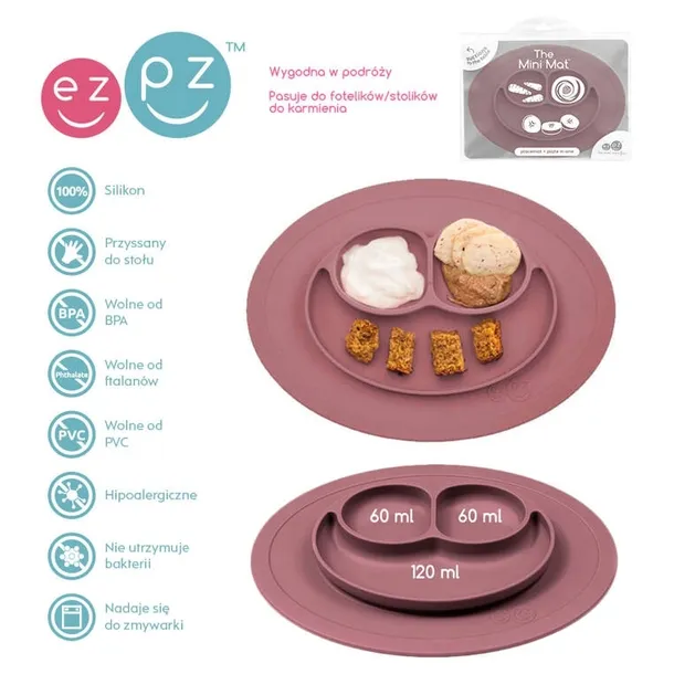 silikonowy-talerzyk-z-podkladka-maly-2w1-mini-mat-pastelowa-szarosc-ezpz-kolor-szary
