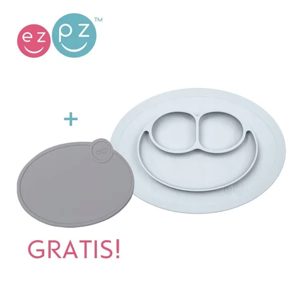 silikonowy-talerzyk-z-podkladka-maly-2w1-mini-mat-pastelowa-szarosc-ezpz-material-wykonania-silikon-marka-ezpz