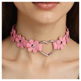 naszyjnik-choker-obroza-rozowa-kwiaty-skorzana-kitty-punkowa-rockowa-23mm