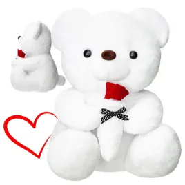 pluszowy-mis-bialy-33-cm-z-roza-miekki-prezent-walentynkowy-dekoracja