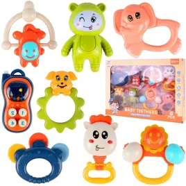 zestaw-grzechotek-sensoryczne-gryzaki-8-szt-grzechotki-zwierzatka