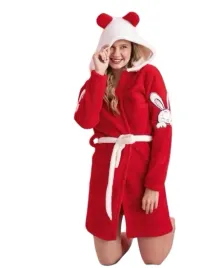 wyprzedaz-szlafrok-damski-z-kapturem-miekki-soft-czerwony-z-kroliczkiem-xl