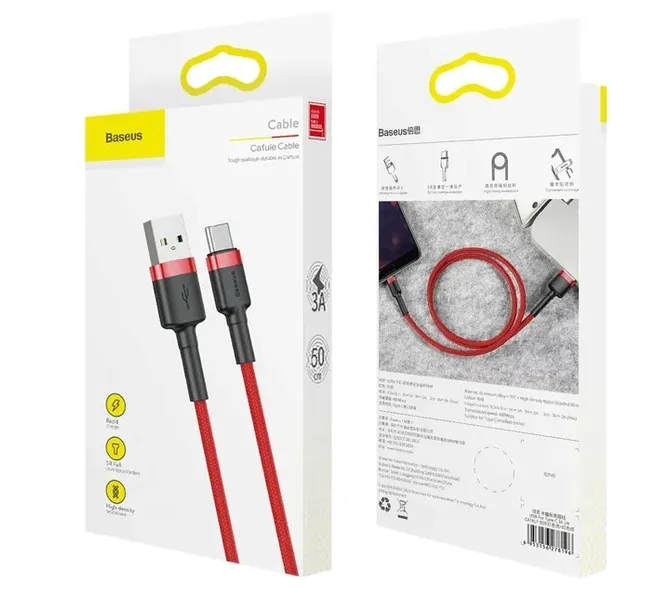 baseus-kabel-kevlar-usb-typ-c-3a-05m-czerwony-zlacza-usb-typ-c-usb-typ-c-stan-nowy