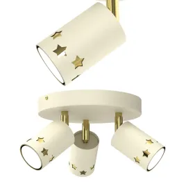 dziecieca-lampa-sufitowa-plafon-spot-led-bezowa-gwiazdki-ecru-zloty-gu10