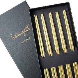 heimzeit-zlote-stalowe-paleczki-5-par-stylowe-wielokrotnego-uzytku