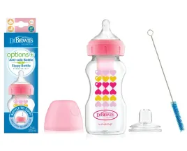dr-browns-butelka-szeroka-ze-smoczkiem-i-ustnikiem-270-ml-rozowa-serca-6m