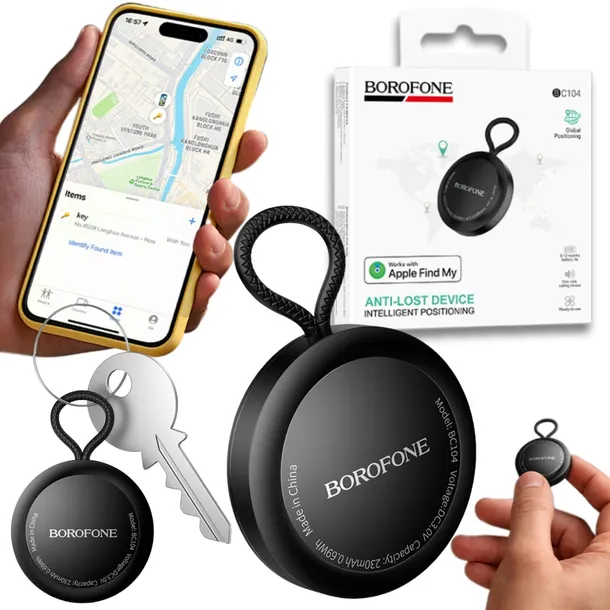 lokalizator-gps-tracker-borofone-do-kluczy-psa-auta-roweru-apple-iphone-marka-borofone-waga-produktu-7-g