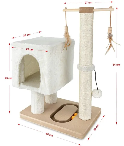 drapak-jasnobezowy-dla-kota-64-cm-legowisko-3-poziomy-zabawka-na-slupku-liczba-poziomow-3