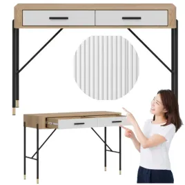 toaletka-z-szufladami-biurko-stolik-120-cm-dab-bialy-czarny-dante-dt19