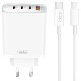 xo-ce23-ladowarka-sieciowa-65w-3x-usb-c-1x-usb-a-pd-qc-biala-kabel-1m