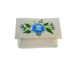 lniana-kopertowka-folk-haft-lowicki-niebieska-roza