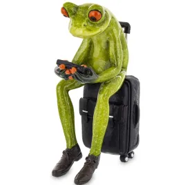 ozdobna-figurka-135-x-55-x-8-cm-zaba-z-walizka-turysta