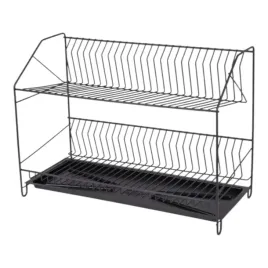 suszarka-50x40-cm-dwupoziomowa-do-naczyn-z-tacka-ociekacz-czarna-solidna