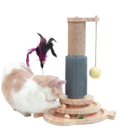 dwupoziomowa-drewniana-zabawka-dla-kota-z-drapakiem-piorkiem-interaktywna