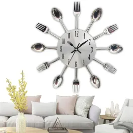 zegar-kuchenny-na-sciane-srrebrny-unikalny-z-3d-dekoracja-lyzek-i-widelcow