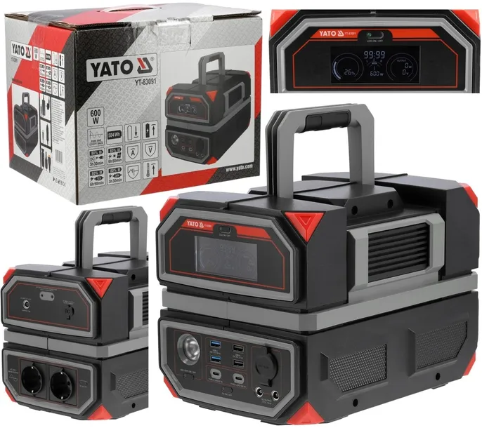 YATO PRZENOŚNA STACJA ZASILANIA 600W 504Wh 230V MOBILNA BAZA ZASIL YT-83091