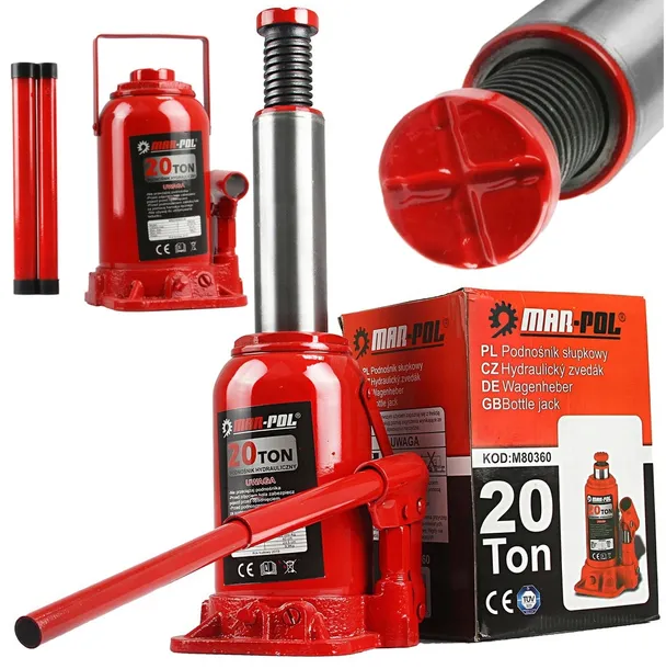 PODNOŚNIK SŁUPKOWY 20T LEWAREK HYDRAULICZNY BUTELKOWY 20T TON MOCNY M80360