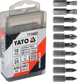 yato-zestaw-precyzyjnych-mocnych-grotow-do-wkretarki-25mm-10-sztuk-yt-04822
