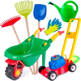 taczka-dziecieca-swiat-dziecka-z-narzedziami-ogrodowymi-7-szt